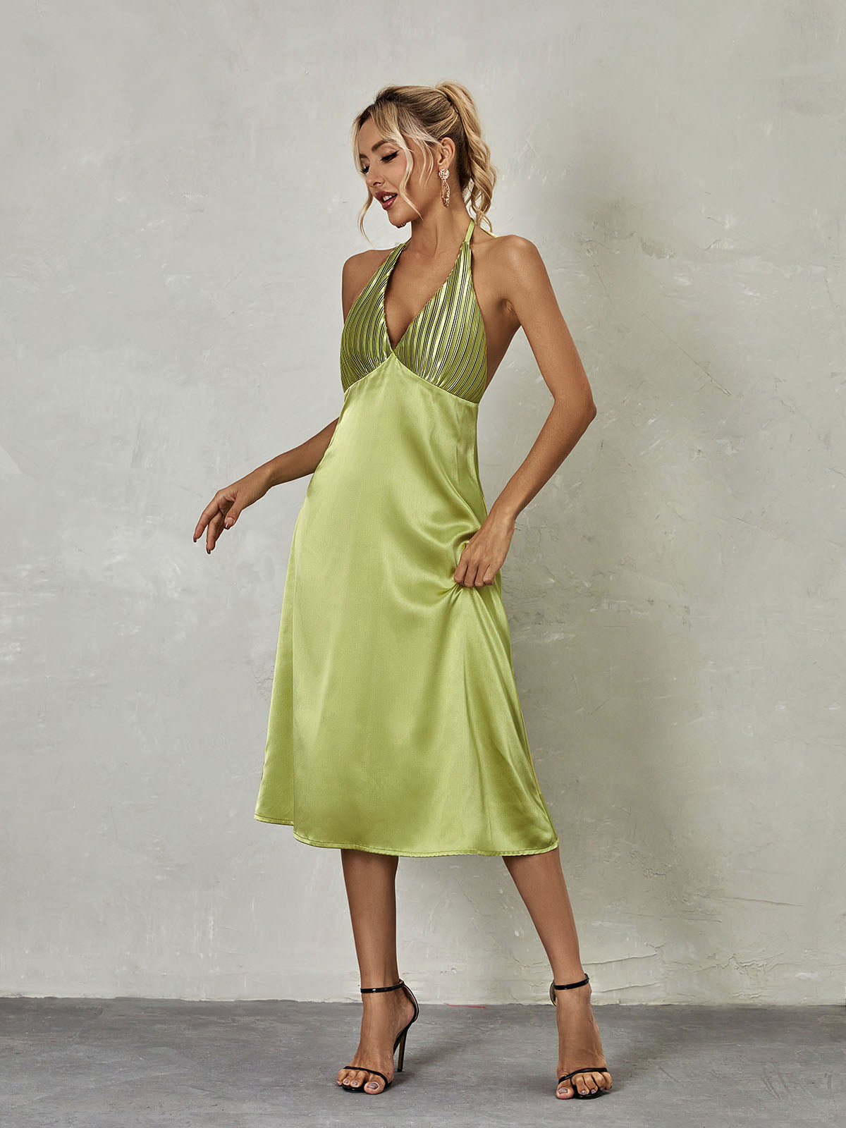 Ishbel Halterneck Satin Midi Dress